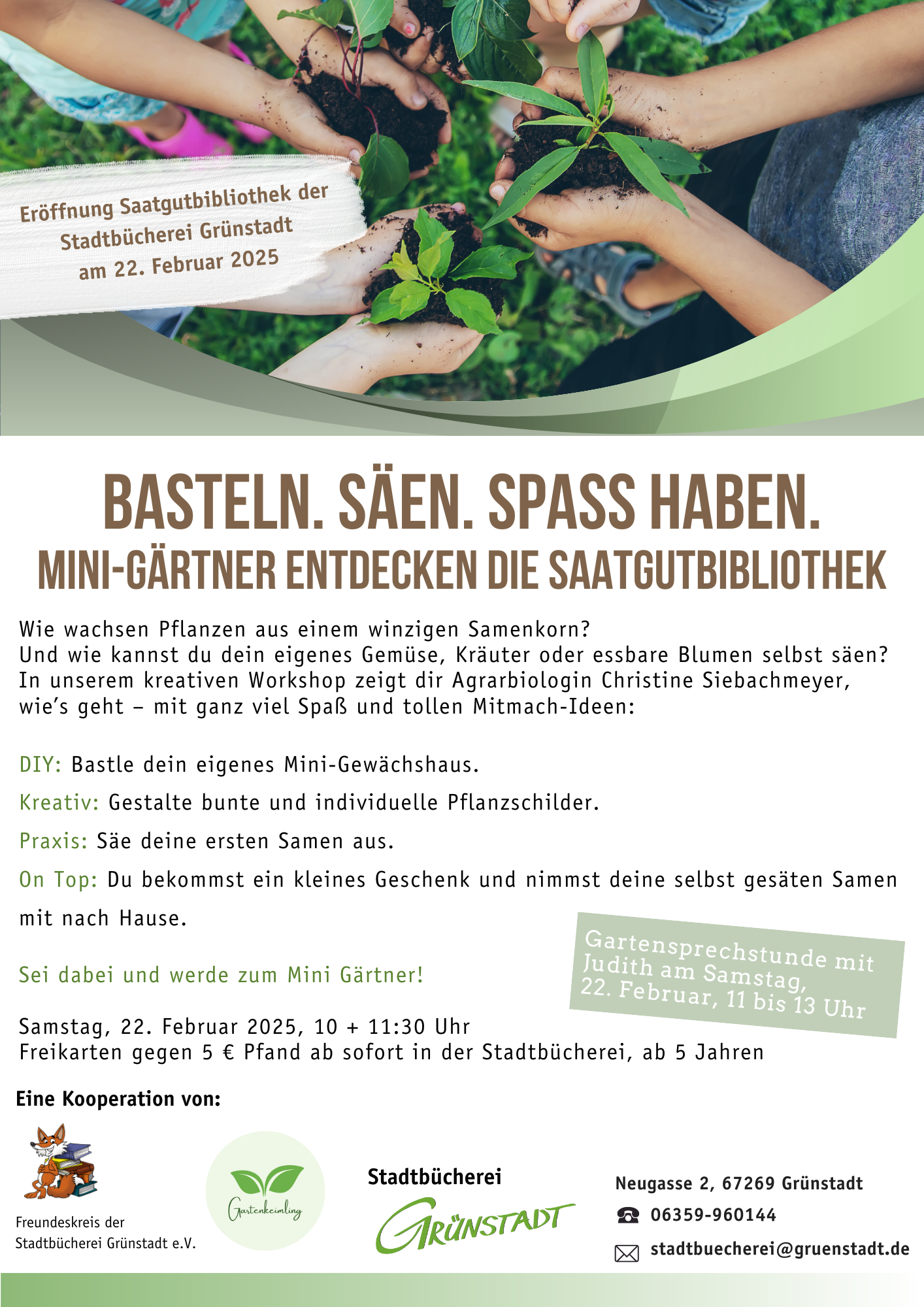 Kinder Workshop: SÄEN.WACHSEN.SPASS HABEN.